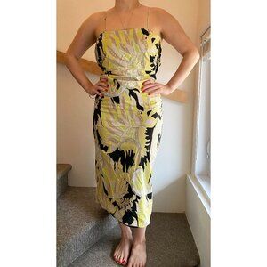 Dries Van Noten Yellow Printed Cotton Dress, size 38. Fits like a size 6US